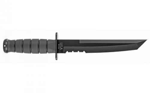 KABAR KA-BAR, Tanto, Fixed Blade Knife, 8" Blade Length, 12.813" Overall Length, Tanto Point, Combo Edge, 1095 Cro-Van Steel, Matte Finish, Black, Black Kraton G Handle, Glass Filled Nylon Sheath 1245