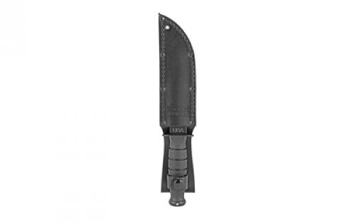 KABAR KA-BAR Short, Fixed Blade Knife, 5.25" Blade Length, 9.375" Overall Length, Clip Point, Combo Edge, 1095 Cro-Van/Black Steel, Matte Finish, Black, Kraton G Handle, Glass Filled Leather Sheath 1257