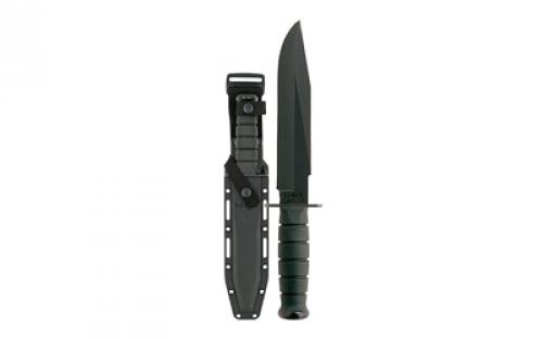 KABAR KA-BAR, Fighter, Fixed Blade Knife, 8 Blade Length, 12.8 Overall Length, Clip Point, 1095 Cro-Van Steel, Matte Finish, Black, Includes Plastic Sheath 1269