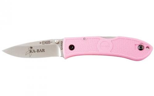 KABAR Dozier, Hunter, Folding Knife, 3 Blade Length, 7.25 Overall Length, Plain Edge, AUS 8A Steel, Satin Finish, Pink Zytel Handle, Dual Thumb Stud/Pocket Clip, National Breast Cancer Foundation 4062PK