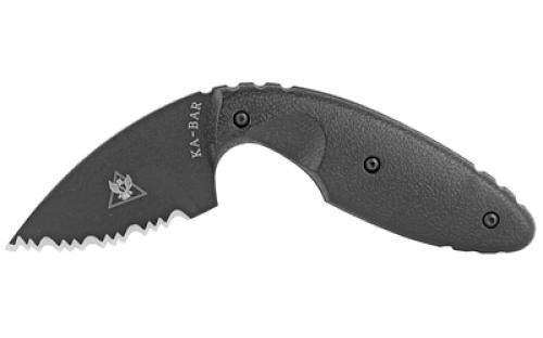 KABAR TDI Law Enforcement, Fixed Blade Knife, 2.313 Blade Length, 5.625 Overall Length, Drop Point, Serrated Edge, AUS 8A Steel, Matte Finish, Black, Zytel Handle, Includes Nylon Sheath 1481