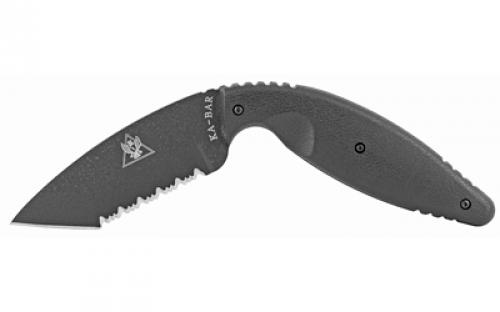 KABAR TDI Law Enforcement, Fixed Blade Knife, 3.688 Blade Length, 7.75 Overall Length, Tanto Point, Combonation Serrated Edge, AUS 8A Steel, Matte Finish, Black, Zytel Handle, Nylon Sheath 1485