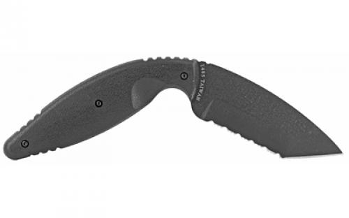 KABAR TDI Law Enforcement, Fixed Blade Knife, 3.688" Blade Length, 7.75" Overall Length, Tanto Point, Combonation Serrated Edge, AUS 8A Steel, Matte Finish, Black, Zytel Handle, Nylon Sheath 1485