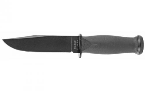 KABAR Mark I, Fixed Blade Knife, 5.125 Blade Length, 9.188 Overall Length, 1095 Cro-Van Steel, Matte Finish, Black, Black Kraton Handle, Plain Edge, Includes Hard Plastic Sheath 2221