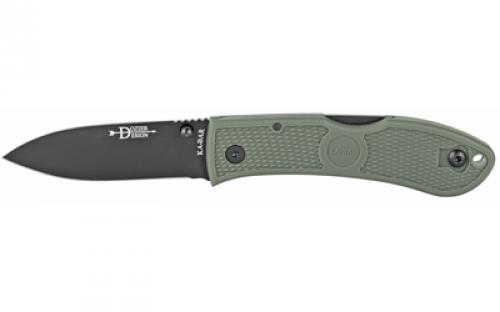 KABAR Dozier, Hunter, Folding Knife, 3 Blade Length, 7.25 Overall Length, Plain Edge, AUS 8A Steel, Matte Finish, Black, Foliage Green Zytel Handle, Dual Thumb Stud/Pocket Clip 4062FG