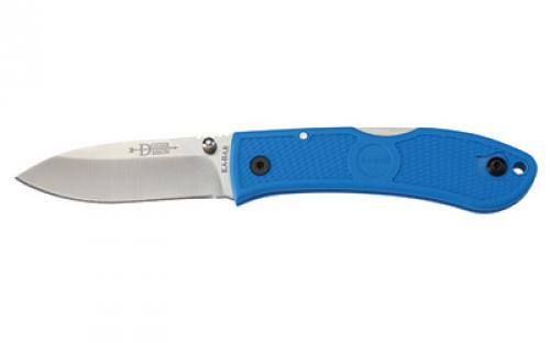 KABAR Dozier, Folding Knife, 3 Blade Length, 7.25 Overall Length, AUS 8A Stainless Steel, Satin Finish, Silver, Blue Zytel Grip, Plain Edge, Thumb Stud/Reversible Pocket Clip 4062BL