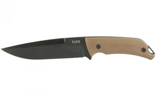 KABAR Jarosz Turok, Fixed Blade Knife, 6.25 Blade Length, 11.5 Overall Length, 1095 Cro-Van Steel, Matte Finish, Black, Brown Ultramid Handle, Plain Edge, Clip Point, Includes Celcon Sheath 7503