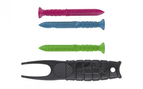 KABAR KA-PAR Golf Tool, Includes 4 Golf Tees and Divot Tool, Plastic, Black 9936