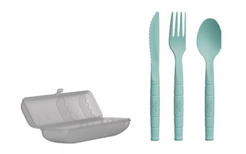 KABAR Lunch Pal, Utensil Set, Spoon/Fork/Knife, Creamid Construction, Teal, Includes Frost Colored Carrying Case 9939