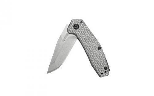Kershaw CATHODE, Folding Knife/Assisted, 4CR14, Stonewashed, Plain, Drop Point, SpeedSafe, Flipper, FRAME Lock, Reversible Carry, 2.25", Steel, Stonewashed, Box 1324
