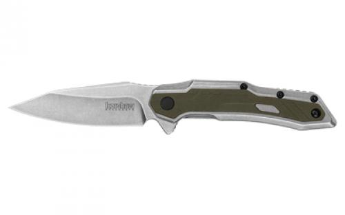 Kershaw Salvage, Folding Knife/Assisted Open, 2.9 Blade, Reverse Tanto, 8Cr13MoV Steel, Silver Stonewashed, OD Green Grip 1369