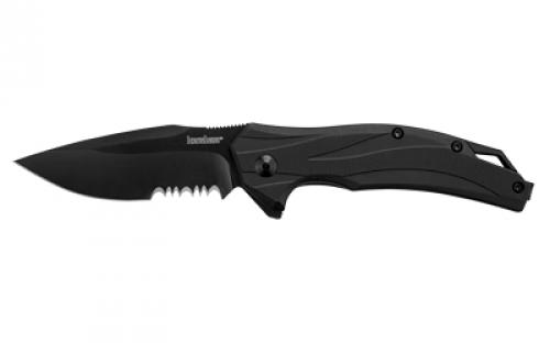 Kershaw Lateral, Folding Knife, Flipper Assisted Opening, Combo Edge, 8Cr13Mov Steel, Black Oxide Finish, Glass Filled Nylon Handle, 3.1 Blade, 7.4 Overall Length, Includes Deep Carry Pocket Clip 1645BLKST