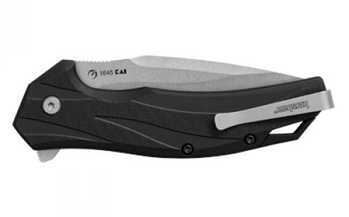 Kershaw Lateral, Folding Knife, Flipper Assisted Opening, Plain Edge, 8Cr13Mov Steel, Stonewash Finish, Glass Filled Nylon Handle, 3.1" Blade, 7.4" Overall Length, Includes Deep Carry Pocket Clip 1645
