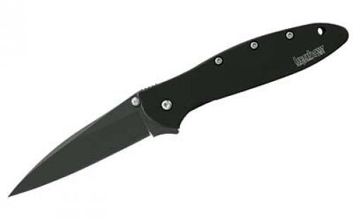 Kershaw Leek, 3 Assisted Folding Knife, Clip Point, Plain Edge, 14C28N/Satin, Black DLC 410 Stainless, Thumb Stud/Pocket Clip 1660CKT