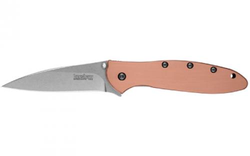 Kershaw Leek, 3 Folding Knife/Assisted, Wharncliffe Point, Plain Edge, CPM154 Stonewashed, Copper Handle Scales 1660CU
