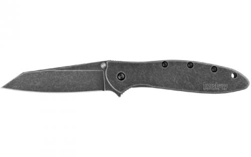 Kershaw RANDOM LEEK-BLACKWASH, Folding Knife, Plain Edge, Reverse Tanto, 3 Blade, Stainless Steel, BlackWash Finish, Sandvik 14C28N, SpeedSafe, Flipper, Frame Lock, Reversible Carry 1660RBW