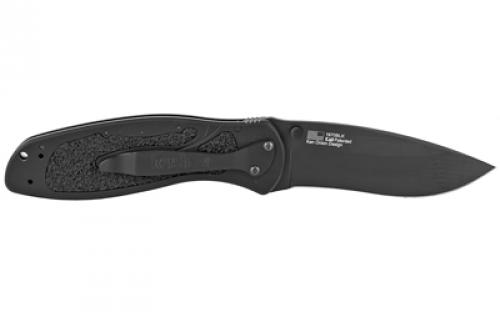 Kershaw Blur, 3.4" Assisted Folding Knife, Drop Point, Plain Edge, 14C28N/Stone Washed, Black Anodized Aluminum 6061-T6, Thumb Stud/Pocket Clip 1670BLK