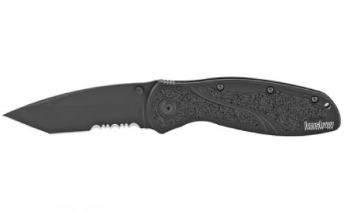 Kershaw Blur Tanto Assisted Folding Knife, 3.4, Serrated Edge, Sandvik 14C28N/DLC Coating, 6061-T6 Anodized Aluminum 1670TBLKST