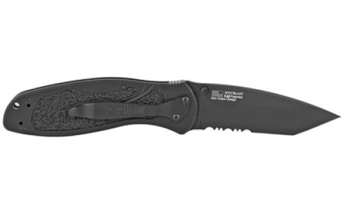 Kershaw Blur Tanto Assisted Folding Knife, 3.4", Serrated Edge, Sandvik 14C28N/DLC Coating, 6061-T6 Anodized Aluminum 1670TBLKST