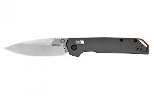 Kershaw Iridium, Folding Knife, Thumb Stud Ball Bearing Opening, Plain Edge, D2 Tool Steel, Stonewashed Finish, Anodized Aluminum Handle, 3.4 Blade, 7.9 Overall Length, Includes Deep Carry Pocket Clip 2038