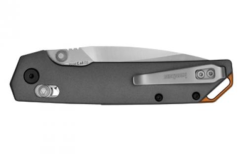Kershaw Iridium, Folding Knife, Thumb Stud Ball Bearing Opening, Plain Edge, D2 Tool Steel, Stonewashed Finish, Anodized Aluminum Handle, 3.4" Blade, 7.9" Overall Length, Includes Deep Carry Pocket Clip 2038