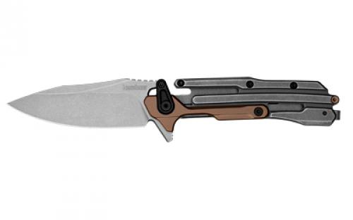 Kershaw Frontrunner, Folding Knife, Flipper Assisted Opening, Plain Edge, D2 Tool Steel, Stonewashed Finish, Stainless Steel Handle with G10 Inserts, 2.9 Blade, 7.2: Overall Length, Includes Deep Carry Pocket Clip 2039