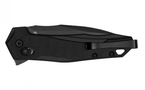 Kershaw Monitor, Folding Knife, Flipper Assisted Opening, Plain Edge, D2 Tool Steel, Black Oxide Coating, Glass Filled Nylon Handle, 3" Blade, 7.2" Overall Length, Includes Deep Carry Pocket Clip 2041