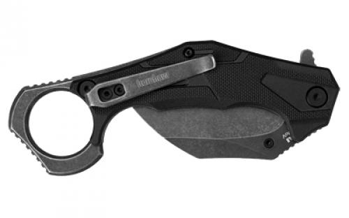 Kershaw Outlier, Assisted Open Folding Knife, 2.6" Karambit Blade, Plain Edge, 8Cr13MoV Steel, Blackwash Finish, Black Handle 2064
