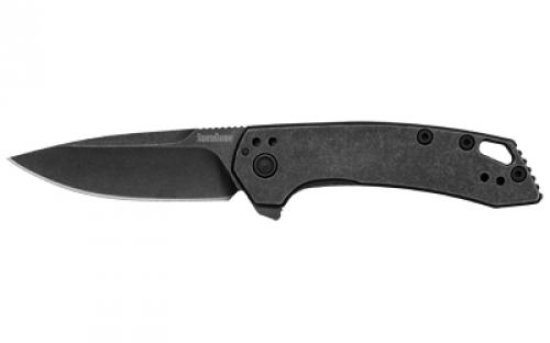 Kershaw Radar, Folding Knife, Flipper Assisted Opening, Plain Edge, 8Cr13MoV Steel, Blackwash Finish, Stainless Steel Handle, 2.9 Blade, 6.7 Overall Length, Includes Deep Carry Pocket Clip 5560
