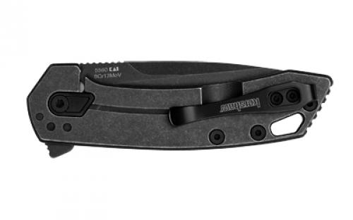 Kershaw Radar, Folding Knife, Flipper Assisted Opening, Plain Edge, 8Cr13MoV Steel, Blackwash Finish, Stainless Steel Handle, 2.9" Blade, 6.7" Overall Length, Includes Deep Carry Pocket Clip 5560