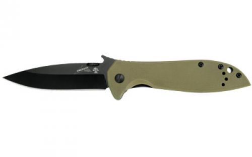 Kershaw Emerson CQC, 3.25 Folding Knife, Spear Point, Plain Edge, G10 Coyote Brown Frame, 8CR13MOV/ Black Oxide Finish, Wave/Dual Thumb Disc/Pocket Clip 6054BRNBLK
