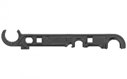 Midwest Industries Armorer's Wrench, Fits AR-15 Rifles, Bottle Opener, 3/4 Wrench For A2 Muzzle Devices, Castle Nut Driver With 3 Notch Engagement, Small Hammer Head, Torque Specs Features On Wrench Handle, Constructed From 4140 Heat Treated Steel, Black Finish MI-ARAW