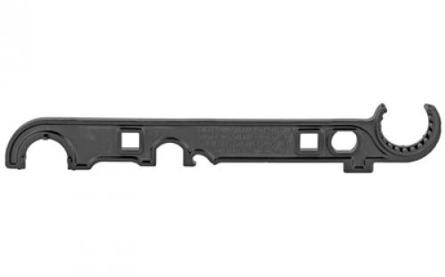 Midwest Industries Armorer's Wrench, Fits AR-15 Rifles, Bottle Opener, 3/4" Wrench For A2 Muzzle Devices, Castle Nut Driver With 3 Notch Engagement, Small Hammer Head, Torque Specs Features On Wrench Handle, Constructed From 4140 Heat Treated Steel, Black Finish MI-ARAW