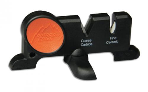 Outdoor Edge EdgeX 2-Stage, Knife Sharpener, Tungsten Carbide/White Alumina-Ceramic Sharpening Stones, Zytel Handle, Black and Orange SX-100
