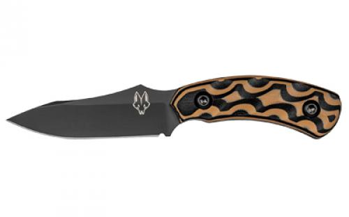 Zac Brown's Southern Grind Jackal Pup, Fixed Blade Knife, 2.8 Drop Point Blade, Black and Tan G10 Handle, 8670M Carbon Steel, PVD Finish, Black SG05080106-01