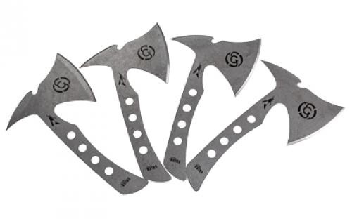 Zac Brown's Southern Grind Wasp, Set of 4 Throwing Axes, 11.5 Overall Length, Skeletonized Handle,  8670M Carbon Steel, Satin Finish, Silver SG10070001