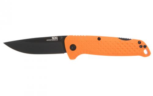 SOG Knives & Tools Tellus ATK, Folding Knife, 3.5 Clip Point Straight Edge, Glass Reinforced Nylon Handle, Cryo 440C Steel, Stonewash Finish, Black and Silver w/Orange Accent SOG-11-06-02-43