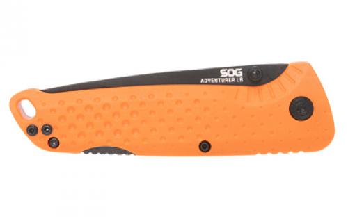 SOG Knives & Tools Tellus ATK, Folding Knife, 3.5" Clip Point Straight Edge, Glass Reinforced Nylon Handle, Cryo 440C Steel, Stonewash Finish, Black and Silver w/Orange Accent SOG-11-06-02-43