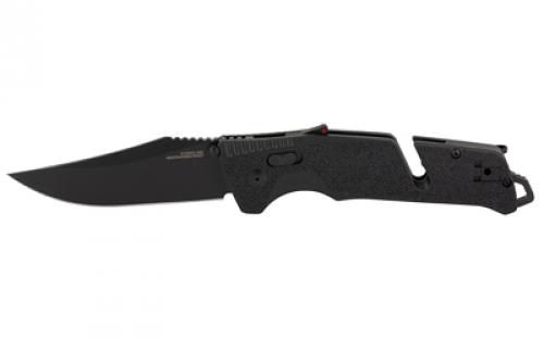 SOG Knives & Tools Trident AT, Folding Knife, 3.7 Straight Clip Point, Black Handle, D2 Steel, Titanium Nitride Finish, Black SOG-11-12-05-41