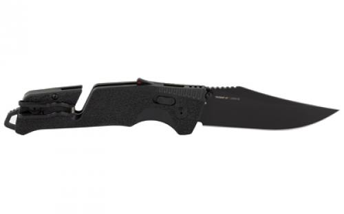 SOG Knives & Tools Trident AT, Folding Knife, 3.7" Straight Clip Point, Black Handle, D2 Steel, Titanium Nitride Finish, Black SOG-11-12-05-41