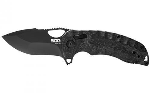 SOG Knives & Tools Kiku XR, Folding Knife, 3.03 Tanto Point Straight Edge, Linen Micarta Handle, Cryo CTS XHP Steel, Black and Graphite SOG-12-27-02-57