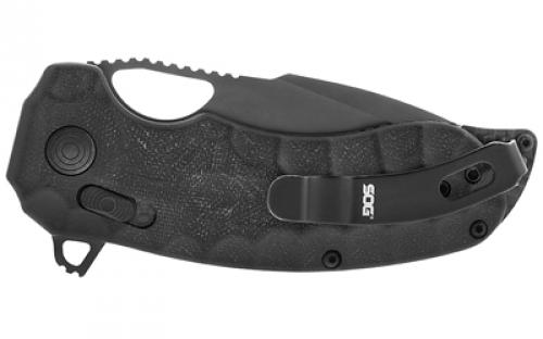 SOG Knives & Tools Kiku XR, Folding Knife, 3.2" Tanto Point Straight Edge, Linen Micarta Handle, Cryo CTS XHP Steel, Black SOG-12-27-04-57