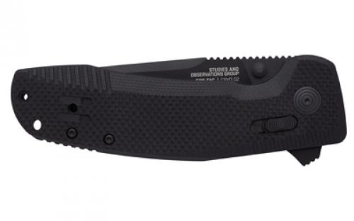 SOG Knives & Tools SOG TAC XR, 3.39" Folding Knife, Clip Point Straight Edge, G10 Handle, Cryo D2 Steel, Black Titanium Nitride Finish, Black SOG-12-38-01-41