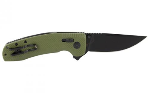 SOG Knives & Tools SOG-TAC XR, Folding Knife, 3.39" Straight Clip Point, Olive Drab Green G10 Handle, D2 Steel, Black Titanium Nitride Finish, Black SOG-12-38-02-41