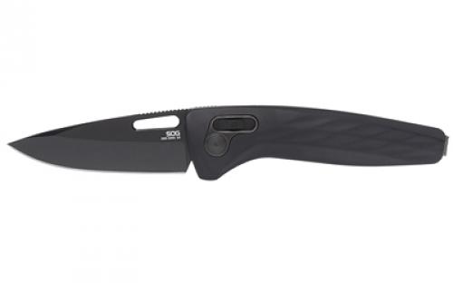 SOG Knives & Tools One-Zero, Folding Knife, 3.1 Clip Point Straight Edge, Aluminum Handle, Cryo CPM S35VN Steel, Titanium Nitride Finish, Black and Chrome SOG-12-73-03-57
