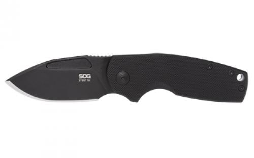 SOG Knives & Tools Stout SJ, Folding Knife, 2.6 Clip Point Straight Edge, G10 Handle, Cryo D2 Steel, Titanium Nitride Finish, Black SOG-16-03-02-57