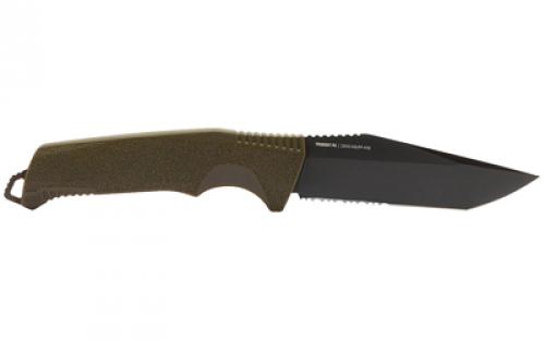 SOG Knives & Tools Trident FX, 4.2" Fixed Blade Knife, Tanto Point Straight Edge, Glass Reinforced Nylon Handle, Cryo 4116 Steel, Titanium Nitride Finish, Black and Olive Drab Green, Includes Nylon Sheath SOG-17-12-03-57