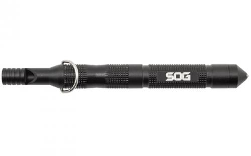 SOG Knives & Tools Flint, 4.3 Survival Tool, Aluminum Construction, Black, Includes Fire Starter, Steel Wool Tinder Compartment, Carbide-Tipped Glass Breaker and Safety Whistle SOG-FT1001-CP