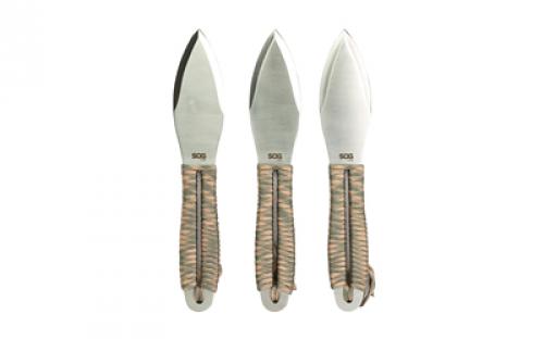 SOG Knives & Tools Fling, Throwing Knife, 4.4 Straight Edge Spear Point, Green and Tan Paracord Handle, 3Cr13 Steel, Satin Finish, Silver, Includes Nylon Sheath, 3 Pack SOG-FX41N-CP