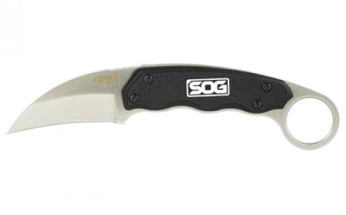 SOG Knives & Tools Gambit, Fixed Blade Knife, 2.58 Straight Edge Sheepsfoot, Black Glass-Reinforced Nylon Handle, 7Cr17MoV Stainless Steel, Satin Finish, Black, Hard Molded Nylon Sheath SOG-GB1001-CP